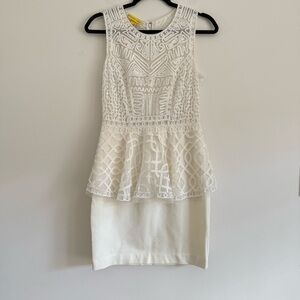 Catherine Malandrino Creamy White Lacy Peplum Dress Size 6 Dress